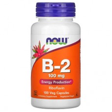 NOW Foods, вітамін B2, 100 мг, 100 вегетаріанських капсул